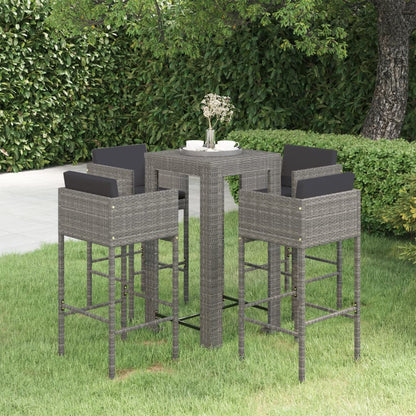 vidaXL Patio Bar Set Outdoor Bistro Set Bar Stool Bistro Table Poly Rattan-8