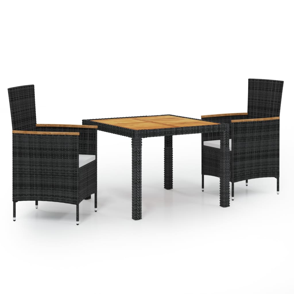 vidaXL Patio Dining Set Outdoor Dining Table and Chairs Poly Rattan Black-4
