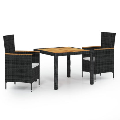 vidaXL Patio Dining Set Outdoor Dining Table and Chairs Poly Rattan Black-4