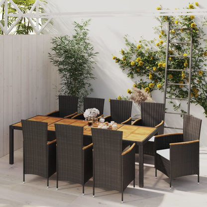 vidaXL Patio Dining Set Outdoor Dining Table and Chairs Poly Rattan Black-12