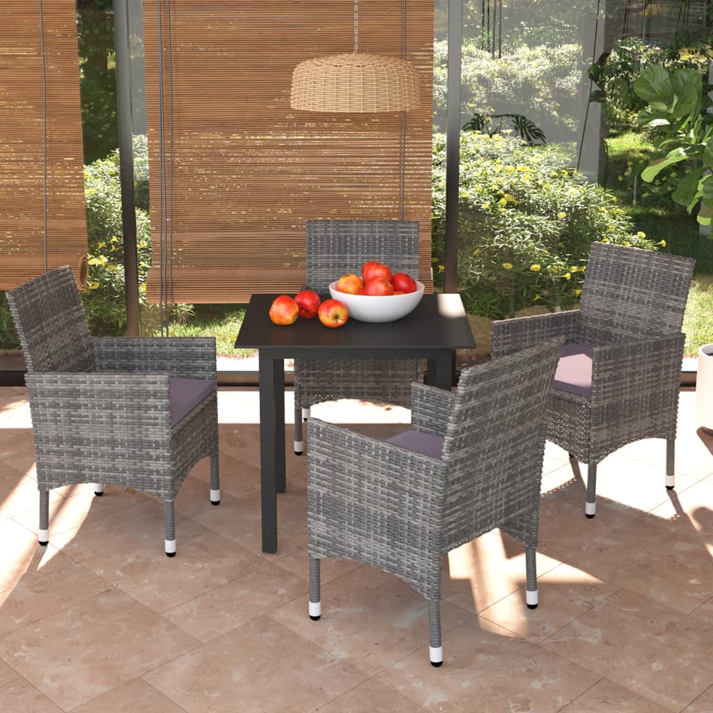 vidaXL Patio Dining Set Outdoor Dining Set Table and Chair Set Poly Rattan-29