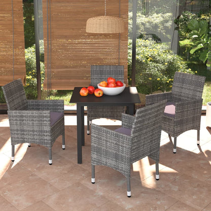 vidaXL Patio Dining Set Outdoor Dining Set Table and Chair Set Poly Rattan-29