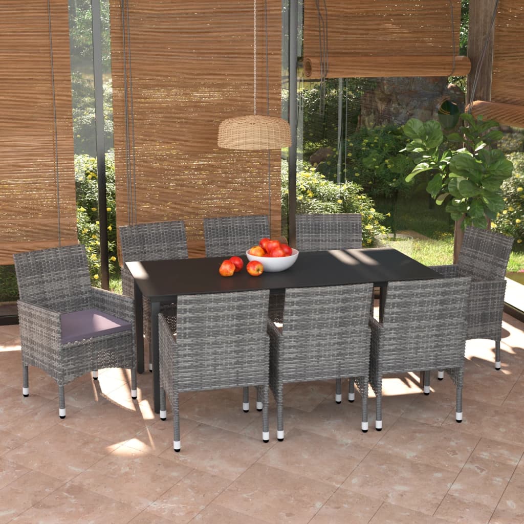 vidaXL Patio Dining Set Outdoor Dining Set Table and Chair Set Poly Rattan-25