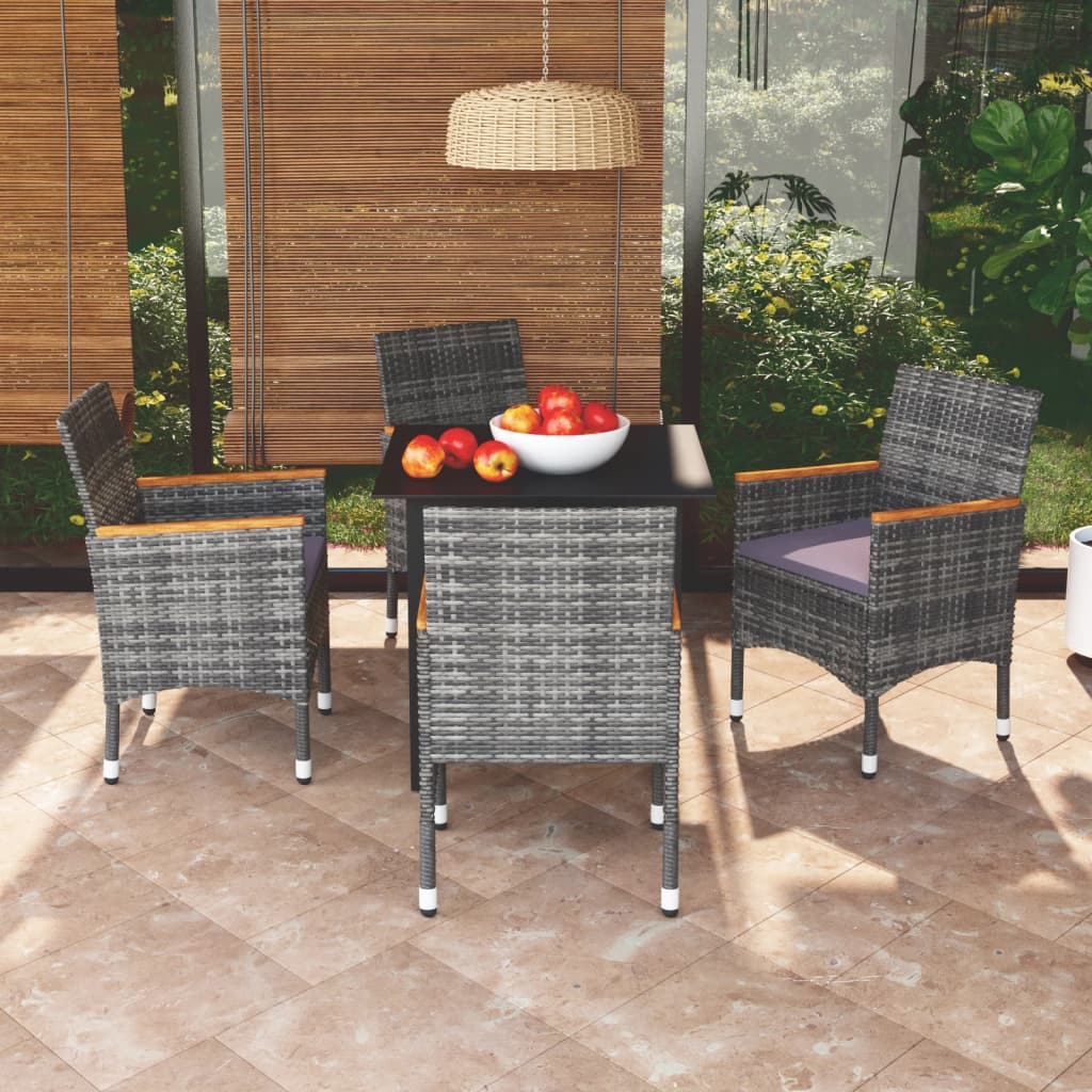 vidaXL Patio Dining Set Outdoor Dining Set Table and Chair Set Poly Rattan-32