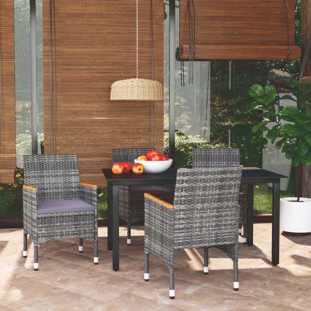 vidaXL Patio Dining Set Outdoor Dining Set Table and Chair Set Poly Rattan-36