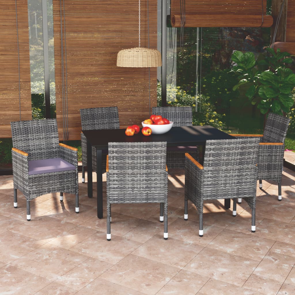 vidaXL Patio Dining Set Outdoor Dining Set Table and Chair Set Poly Rattan-34