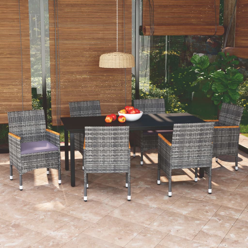 vidaXL Patio Dining Set Outdoor Dining Set Table and Chair Set Poly Rattan-35