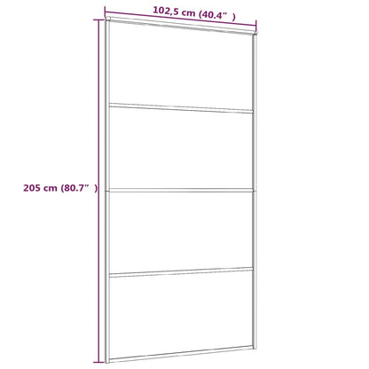 vidaXL Sliding Door Frosted ESG Glass and Aluminum 40.4"x80.7" Black-3