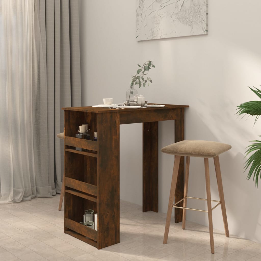 vidaXL Bar Table Kitchen Pub Bistro Table with Storage Rack Engineered Wood-3
