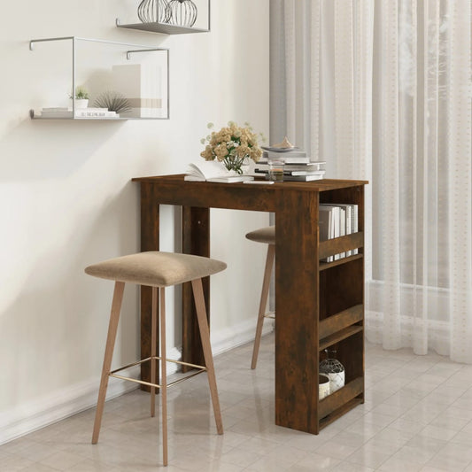 vidaXL Bar Table Kitchen Pub Bistro Table with Storage Rack Engineered Wood-10