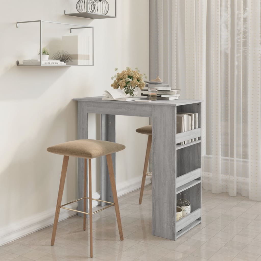 vidaXL Bar Table Kitchen Pub Bistro Table with Storage Rack Engineered Wood-7