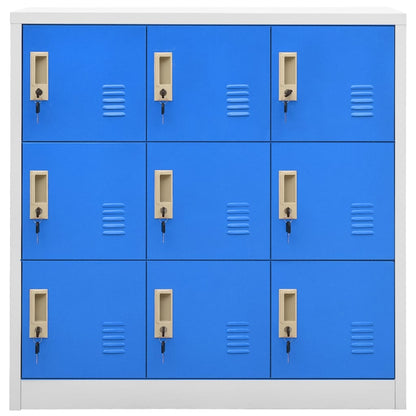 vidaXL Locker Cabinets 2 pcs Light Gray and Blue 35.4"x17.7"x36.4" Steel-3
