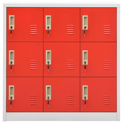vidaXL Locker Cabinets 5 pcs Light Gray and Red 35.4"x17.7"x36.4" Steel-3