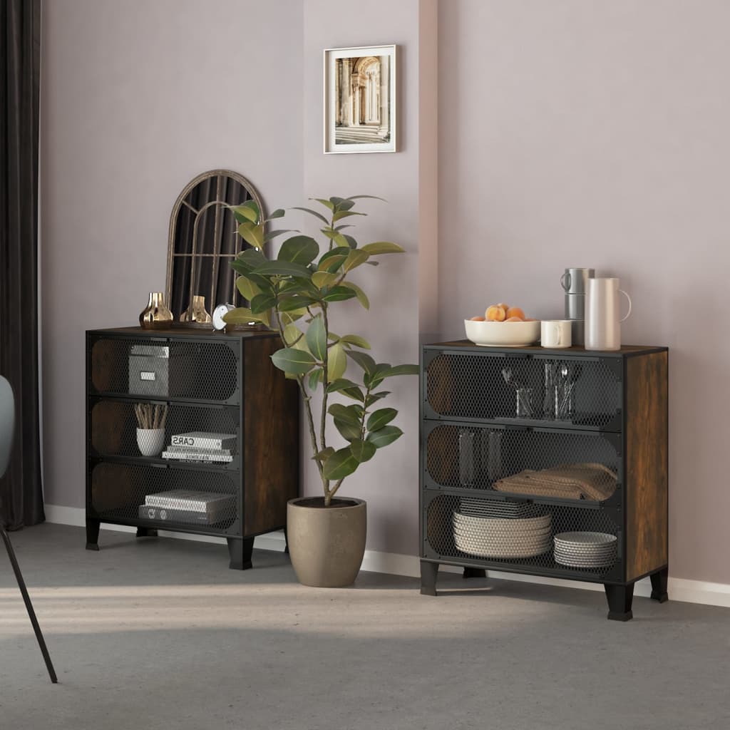 vidaXL Storage Cabinet File Cabinet with Doors for Living Room Metal and MDF-7