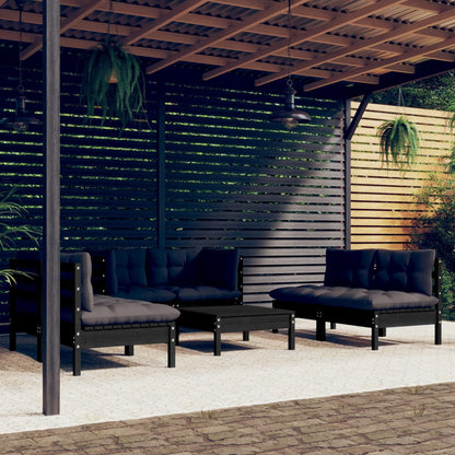 vidaXL Solid Pinewood Patio Lounge Set 7 Piece with Cushions Multi Colors-5