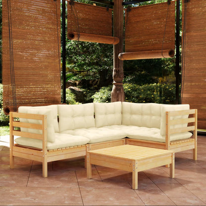vidaXL Solid Pinewood Patio Lounge Set 5 Piece with Cushions Multi Colors-6