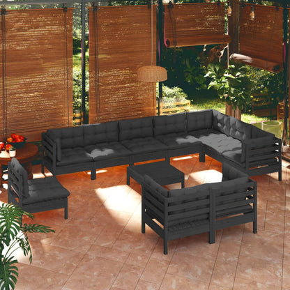 vidaXL Solid Pinewood Patio Lounge Set 11 Piece with Cushions Multi Colors-5
