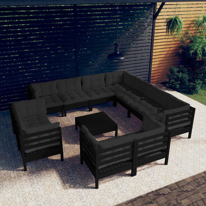 vidaXL Solid Pinewood Patio Lounge Set 12 Piece with Cushions Multi Colors-5