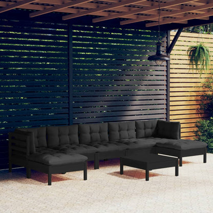 vidaXL Solid Pinewood Patio Lounge Set 8 Piece with Cushions Multi Colors-2