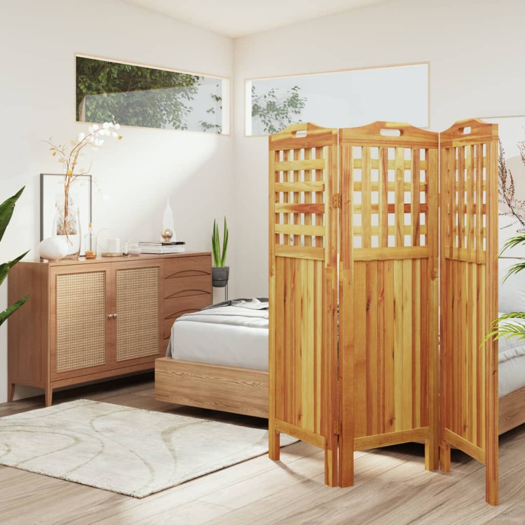 vidaXL 3 Panel Room Divider Privacy Room Divider Screen Solid Wood Acacia-5