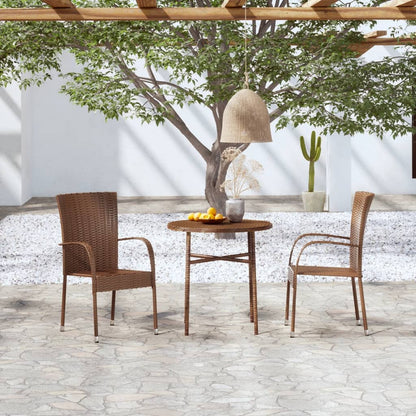 vidaXL Patio Dining Set 3 Piece Outdoor Wicker Table and Chair Set Poly Rattan-5