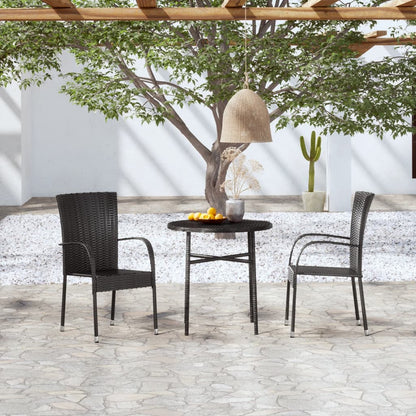 vidaXL Patio Dining Set 3 Piece Outdoor Wicker Table and Chair Set Poly Rattan-4