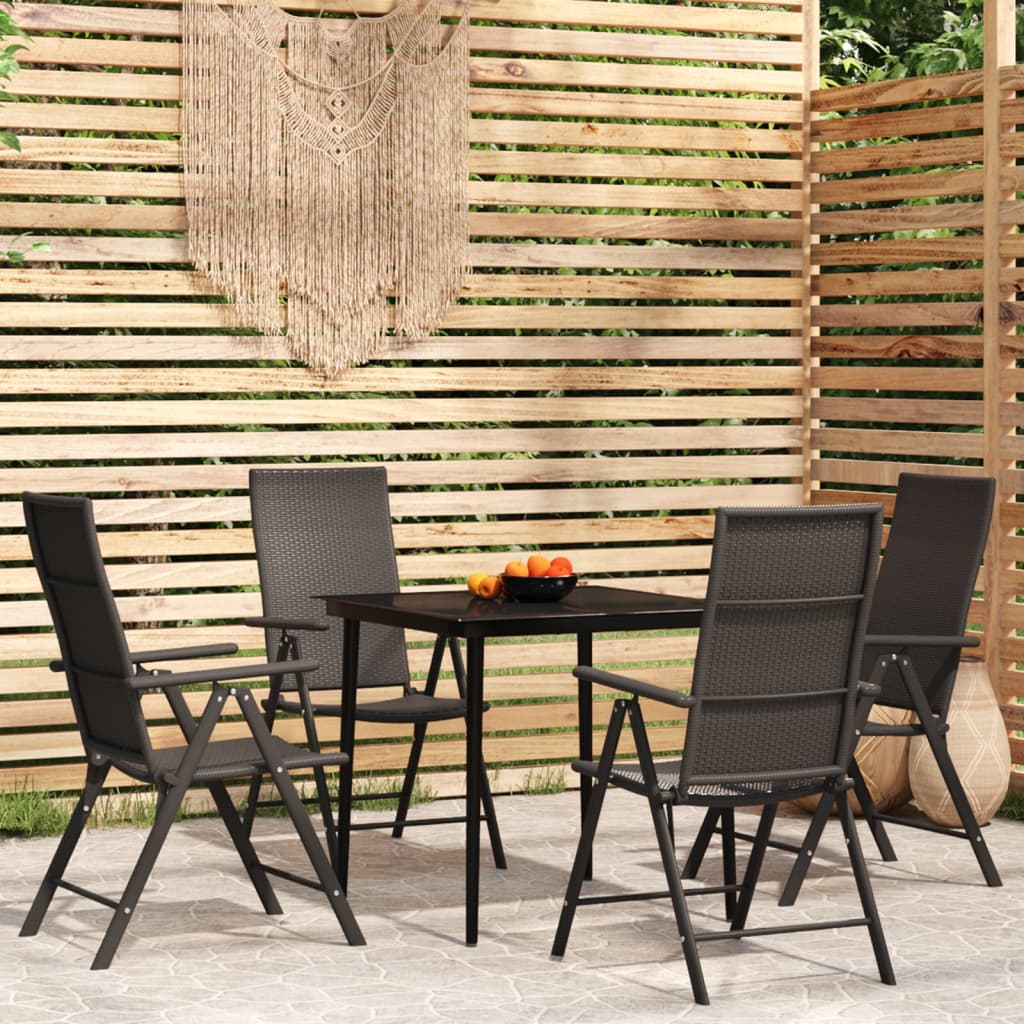 vidaXL Patio Dining Set Black Outdoor Furniture 3/5/7/9 Piece Multi Sizes-5