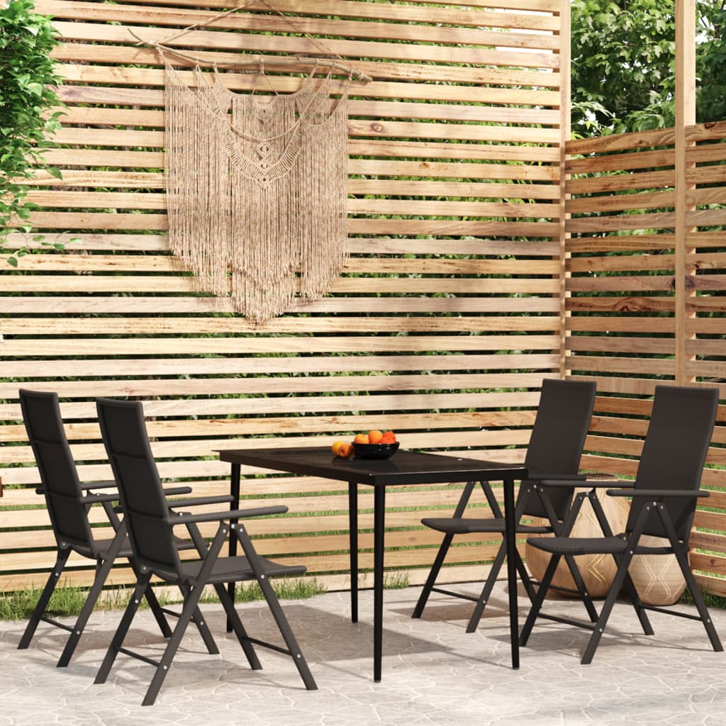 vidaXL Patio Dining Set Black Outdoor Furniture 3/5/7/9 Piece Multi Sizes-7