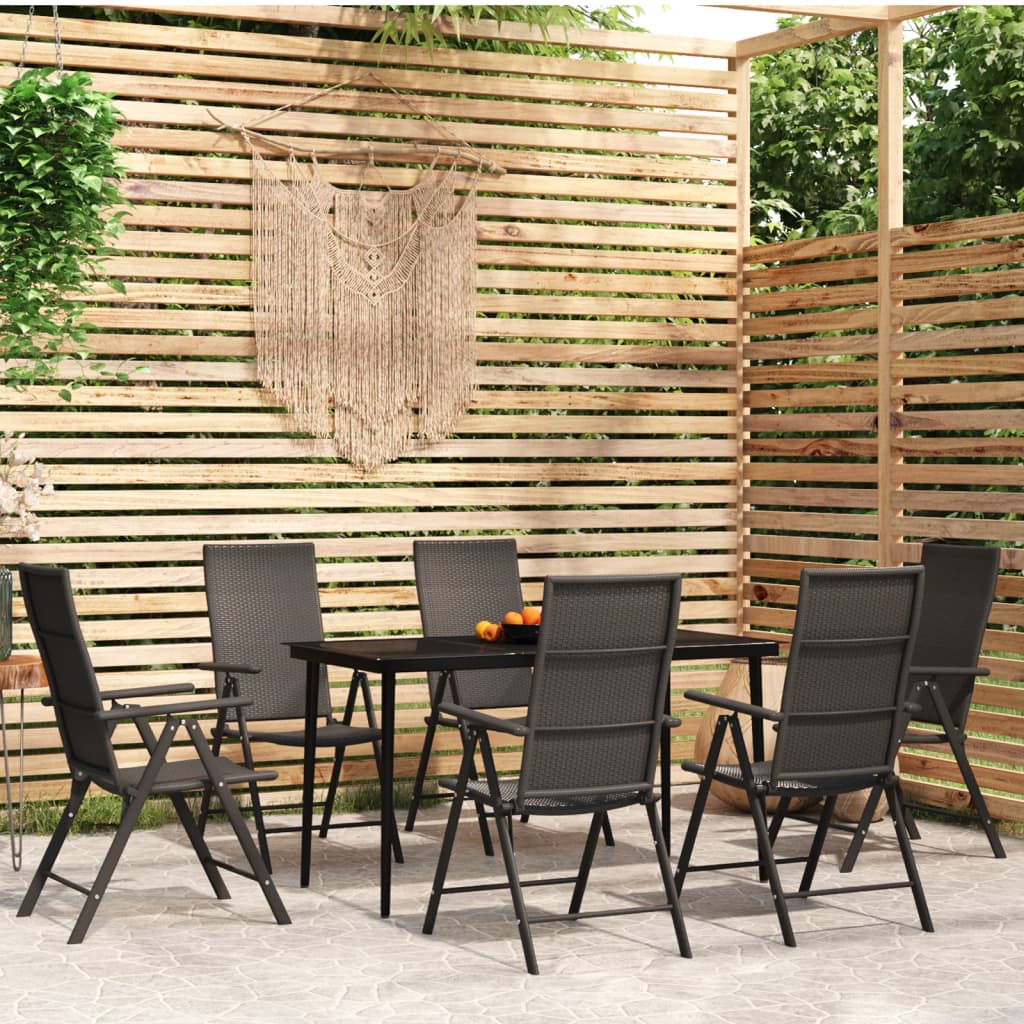 vidaXL Patio Dining Set Black Outdoor Furniture 3/5/7/9 Piece Multi Sizes-8