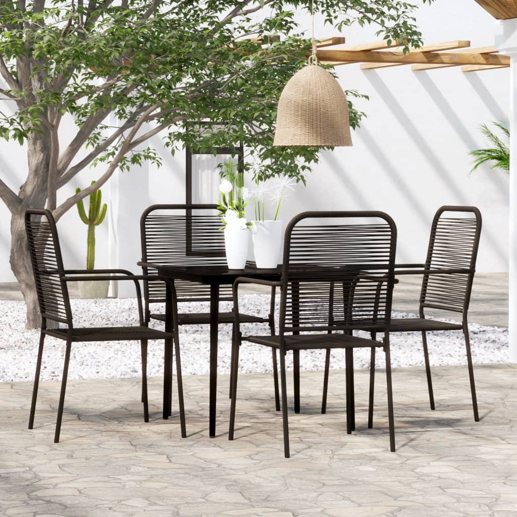 vidaXL Patio Dining Set Outdoor Dining Set Garden Table and Chair Set Black-6