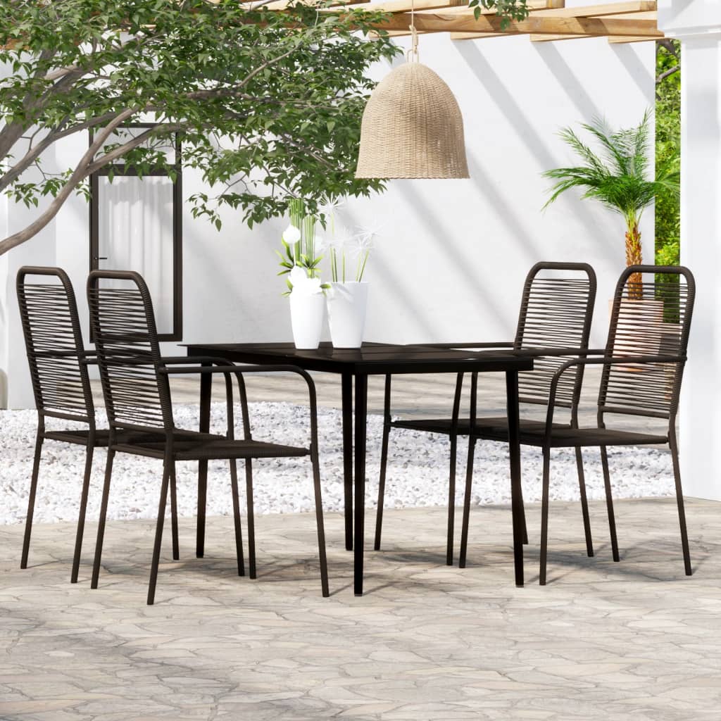 vidaXL Patio Dining Set Outdoor Dining Set Garden Table and Chair Set Black-8