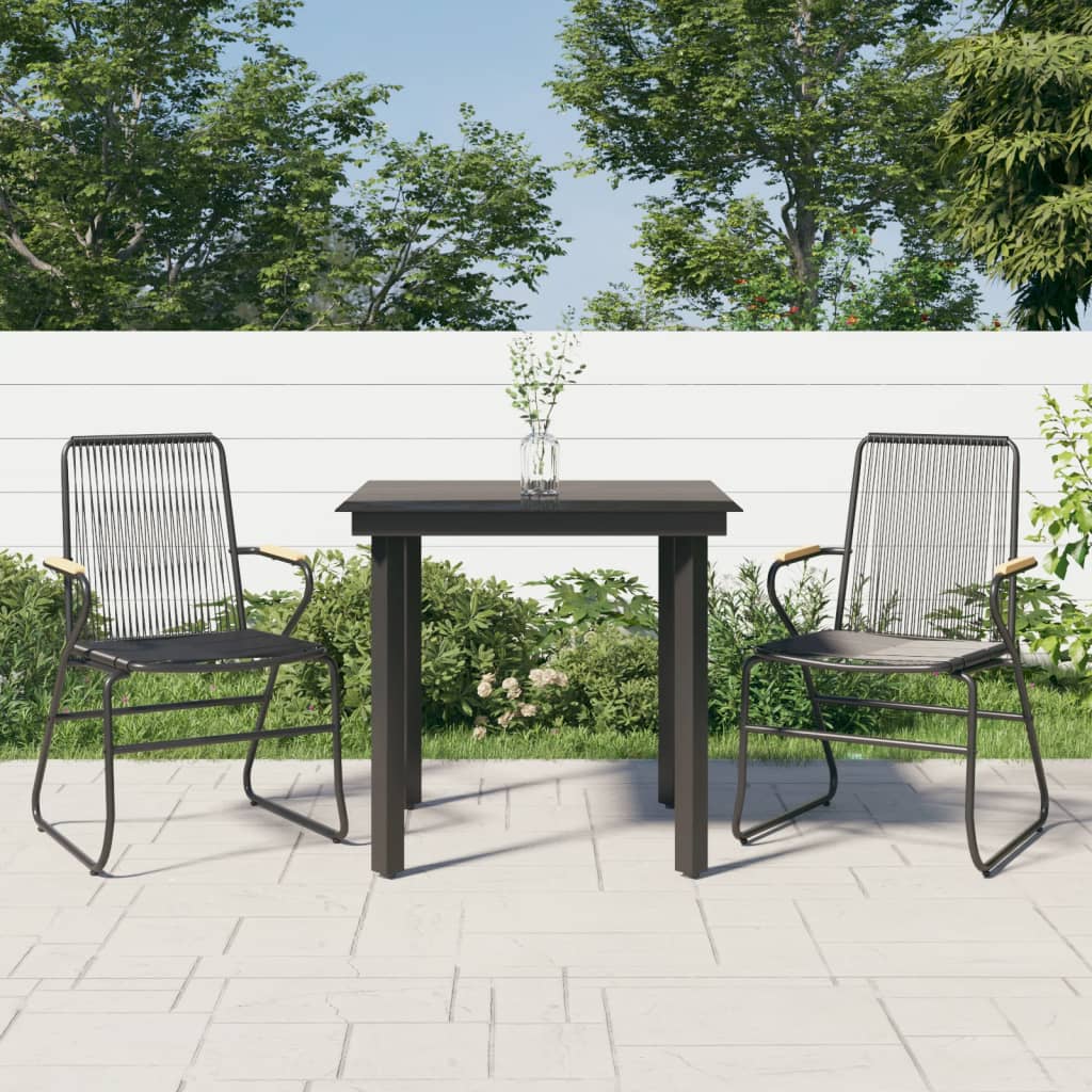 vidaXL Patio Dining Set Conversation Set with Coffee Table Black PVC Rattan-6