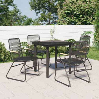 vidaXL Patio Dining Set Conversation Set with Coffee Table Black PVC Rattan-5