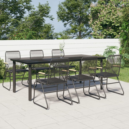 vidaXL Patio Dining Set Conversation Set with Coffee Table Black PVC Rattan-12