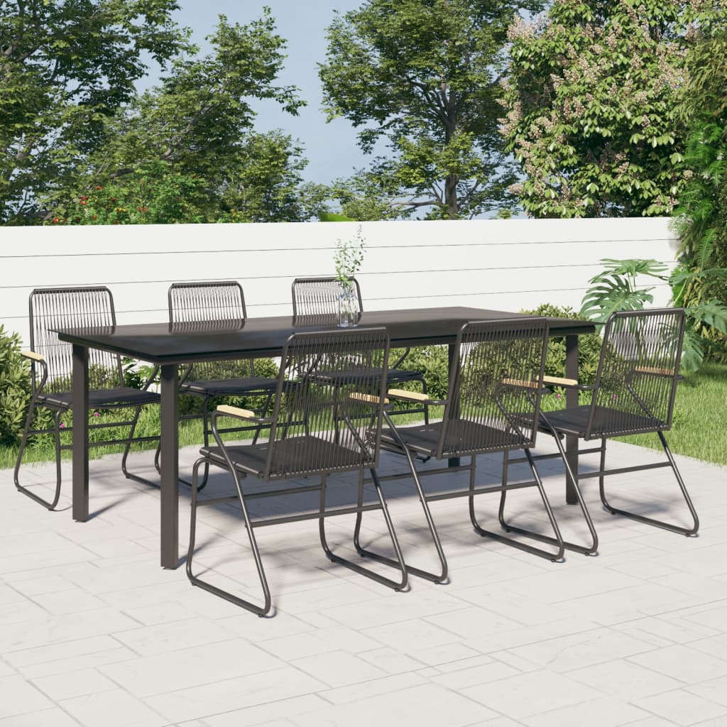 vidaXL Patio Dining Set Conversation Set with Coffee Table Black PVC Rattan-12
