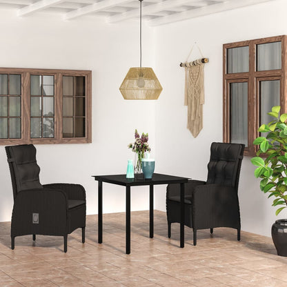 vidaXL Patio Dining Set with Cushions Gray and Black Garden Chair 3/5/7 Piece-6
