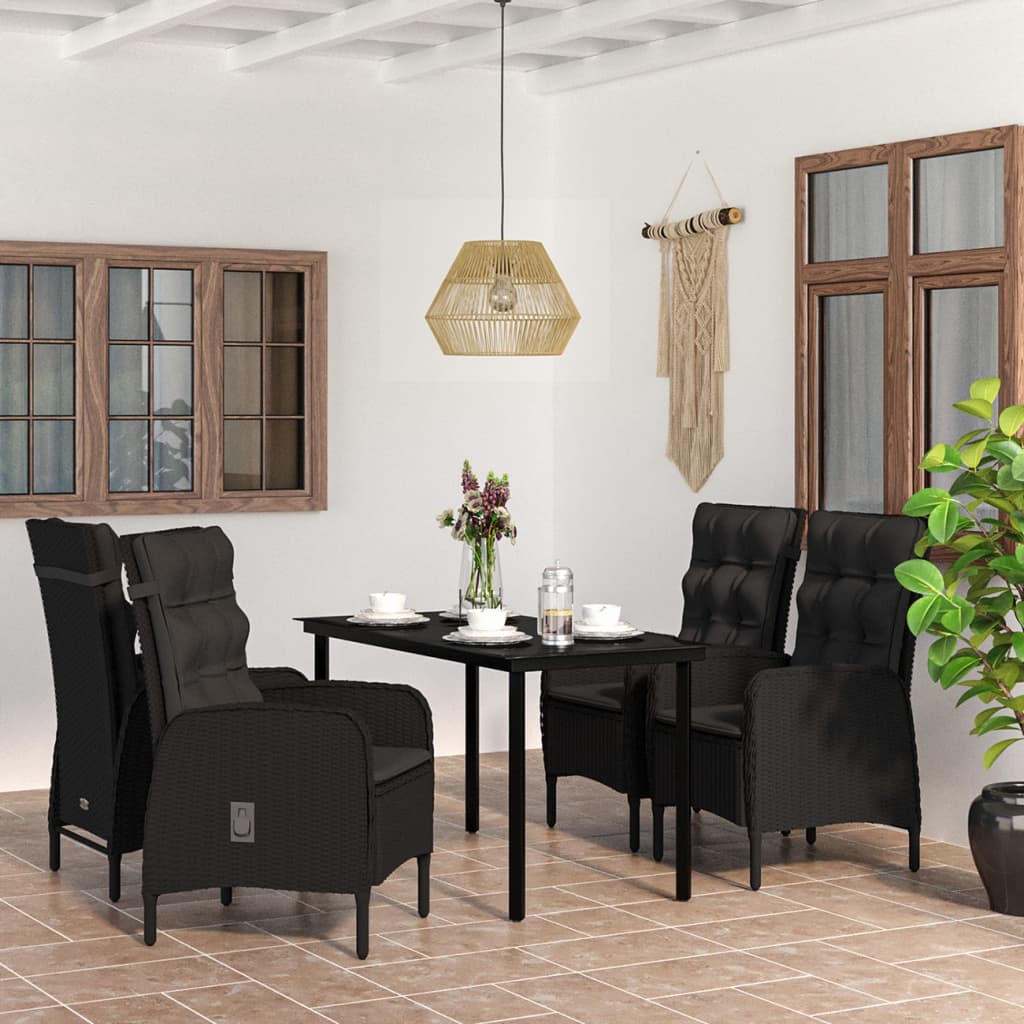 vidaXL Patio Dining Set with Cushions Gray and Black Garden Chair 3/5/7 Piece-7
