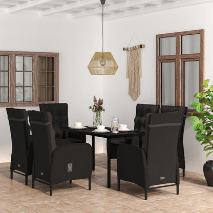 vidaXL Patio Dining Set with Cushions Gray and Black Garden Chair 3/5/7 Piece-5