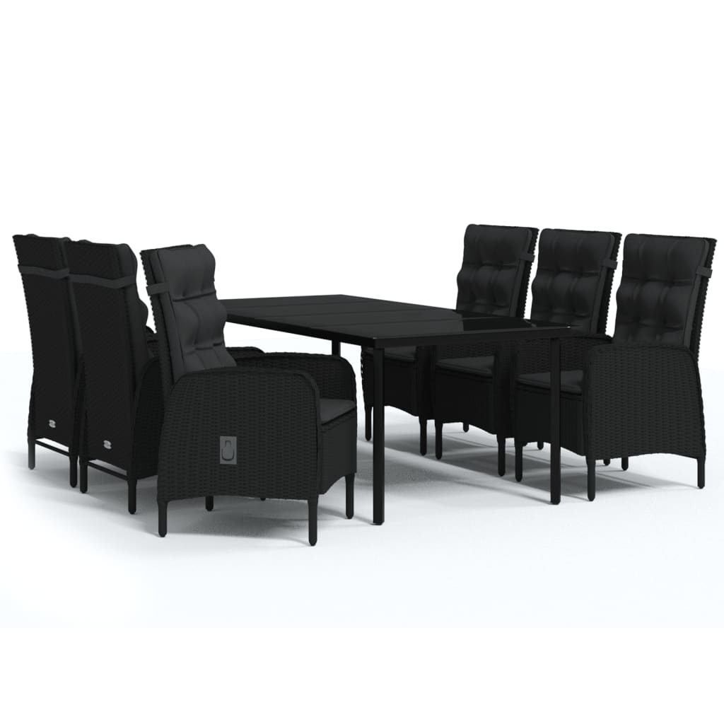 vidaXL Patio Dining Set with Cushions Gray and Black Garden Chair 3/5/7 Piece-1