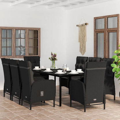 vidaXL Patio Dining Set with Cushions Gray and Black Garden Chair 3/5/7 Piece-8