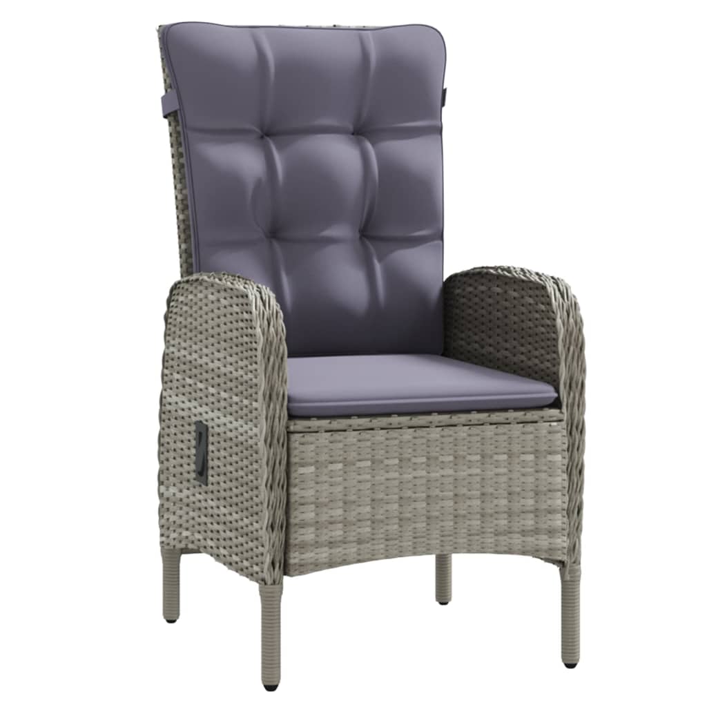 vidaXL Patio Dining Set with Cushions Gray and Black Garden Chair 3/5/7 Piece-4