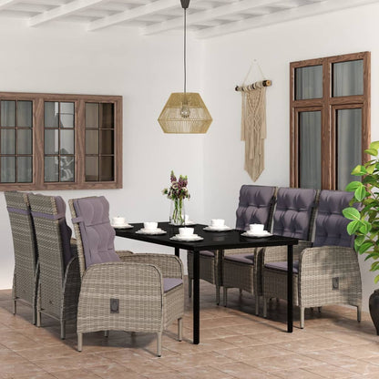 vidaXL Patio Dining Set with Cushions Gray and Black Garden Chair 3/5/7 Piece-12