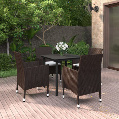 vidaXL Patio Dining Set Outdoor Table and Chair Set Poly Rattan and Glass-25