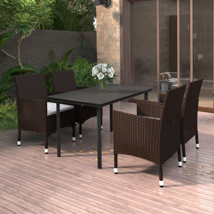 vidaXL Patio Dining Set Outdoor Table and Chair Set Poly Rattan and Glass-21