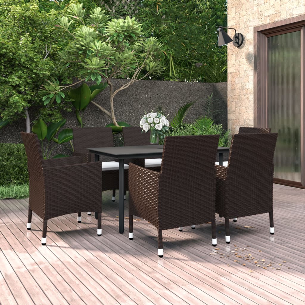 vidaXL Patio Dining Set Outdoor Table and Chair Set Poly Rattan and Glass-22
