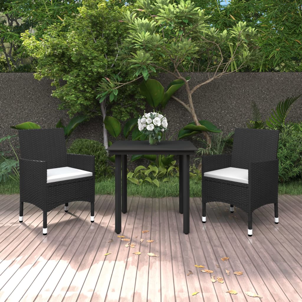 vidaXL Patio Dining Set Outdoor Table and Chair Set Poly Rattan and Glass-20
