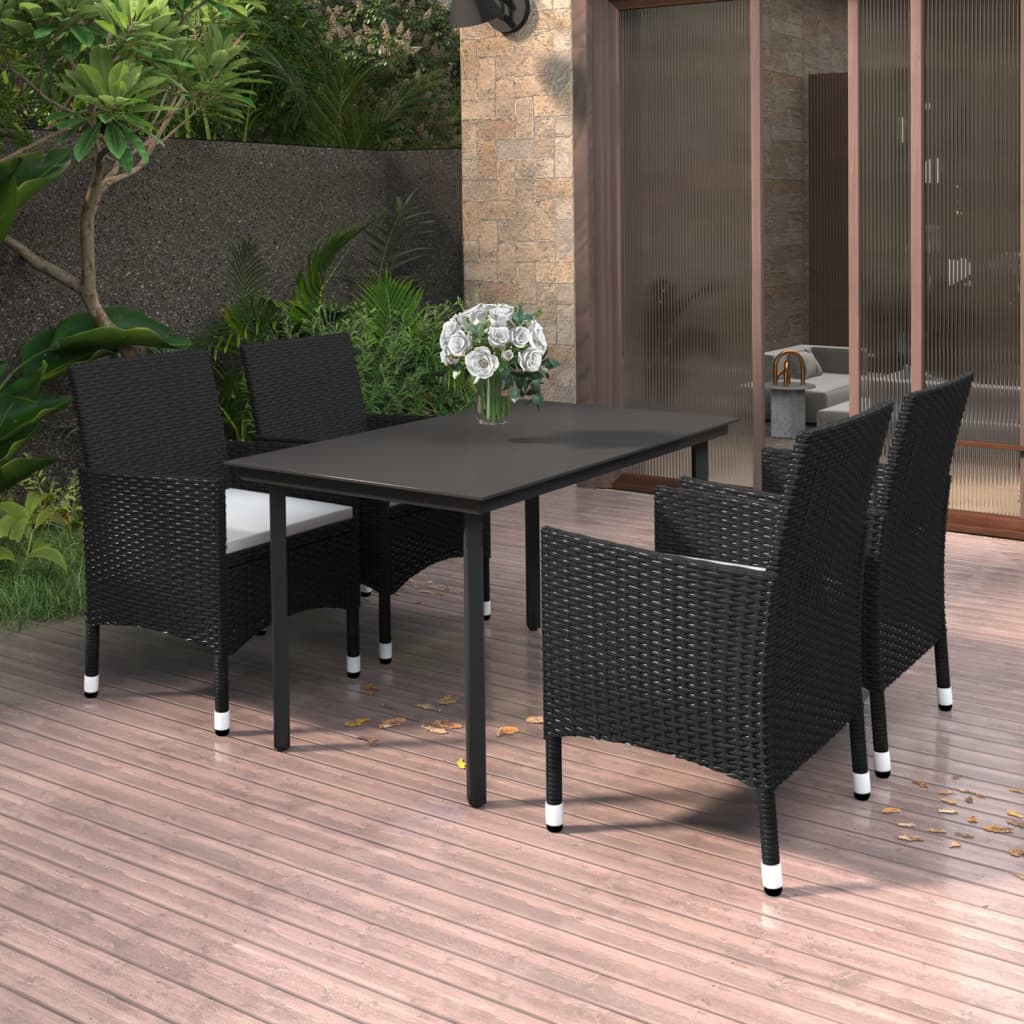 vidaXL Patio Dining Set Outdoor Table and Chair Set Poly Rattan and Glass-19