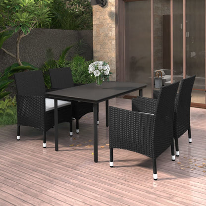 vidaXL Patio Dining Set Outdoor Table and Chair Set Poly Rattan and Glass-19