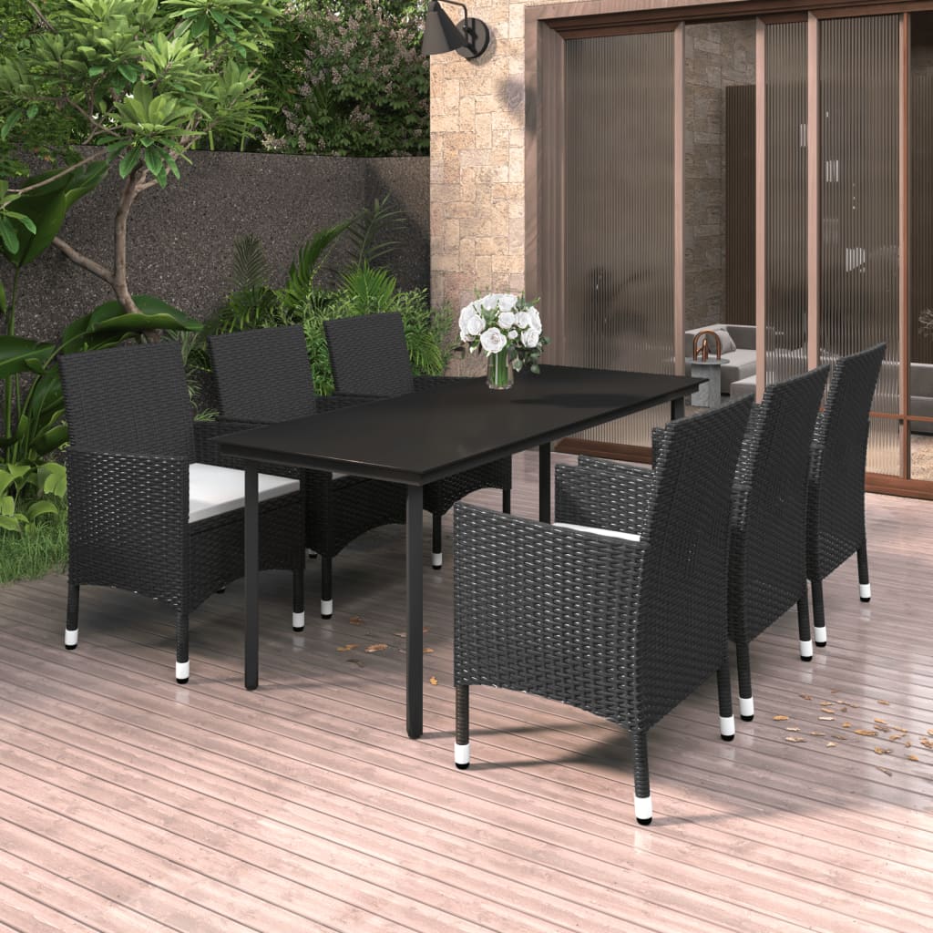 vidaXL Patio Dining Set Outdoor Table and Chair Set Poly Rattan and Glass-17