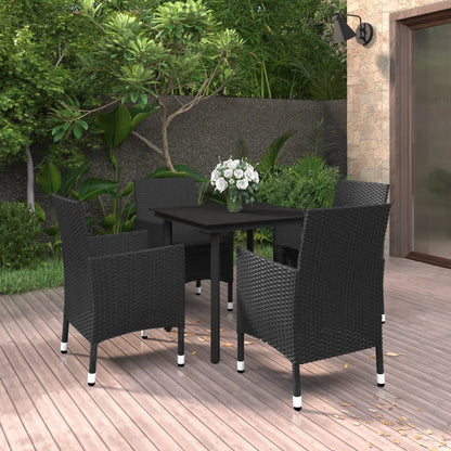 vidaXL Patio Dining Set Outdoor Table and Chair Set Poly Rattan and Glass-13
